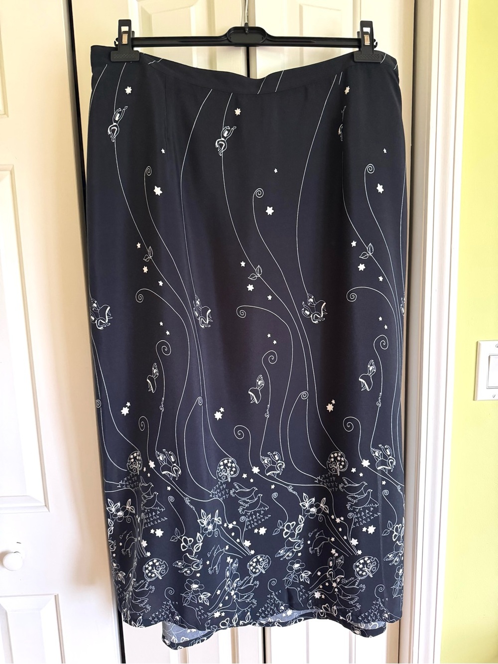 DAVID DART Sport Black Floral Maxi Skirt 2X Medium Mint